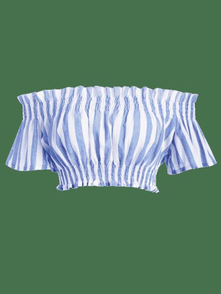 Apparel Womens Striped Off Shoulder Cropped Top