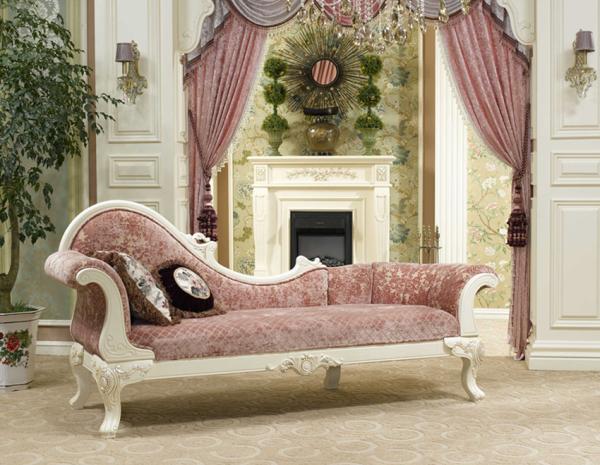 Curved Rose Gold Luxury Chaise Lounge MDF Plywood Frame