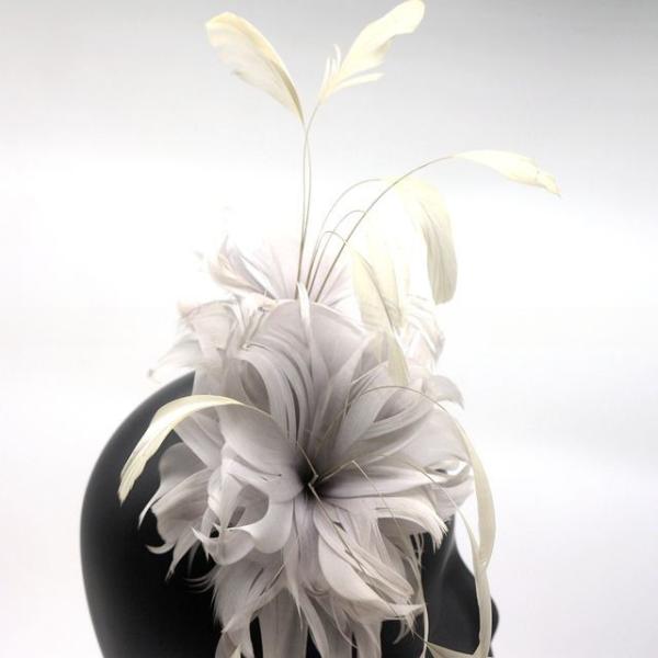 Diwali Party White Feather Fascinator Headband , Millinery Feather Flowers