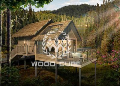 Casa de madeira da casa pré-fabricada da construção de aço, casa na árvore pré-fabricada bonita para o hotel