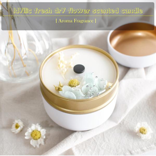 Dry Flower Metal Candle Holder Decorative Scented Candles Aroma Scented Candles For Bedroom