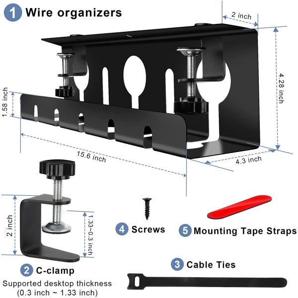 Organiseur de plateau de câbles à niveau unique pour une solution de gestion de fil de bureau robuste sous le bureau
