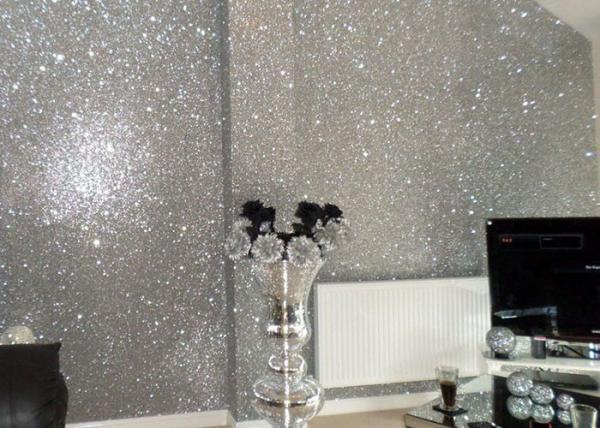 Shinny Glitter Wall Fabric Woven Canvas Rectangular Shape Single Side Printed