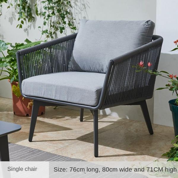 Outdoor Furniture Sofa Set Woven Rope And Aluminum 1+2+3 Seats Garden Sofa