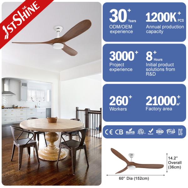 Ventilateur de plafond LED décoratif 1stshine Hotel avec éclairage et lames de bois