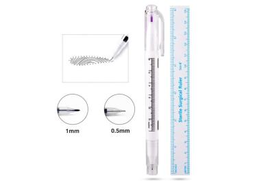 Tinta roxa permanente da pena de marcador de Microblading do fim do dobro do jogo da tatuagem da composição de Sweatproof com régua macia