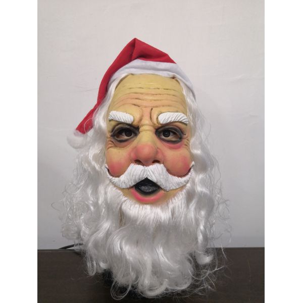 Realistic Santa Claus Mask Full Head Latex with Hat Beard Adult Christmas Cosplay Party Prop