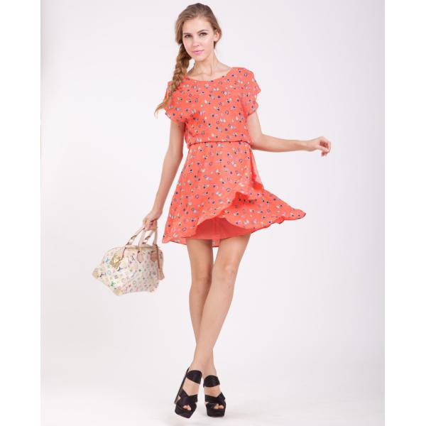 Round Neckline Short Flared Dresses 