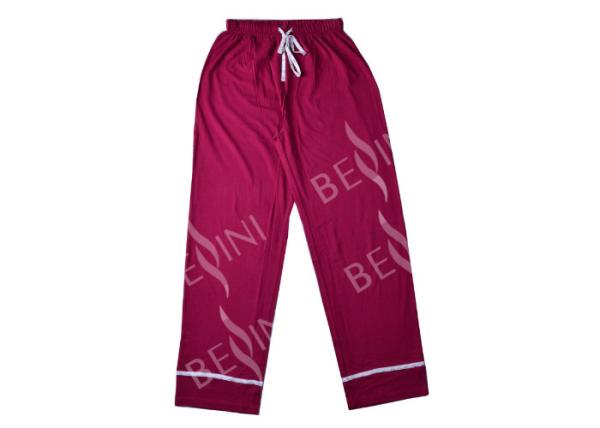 Embroidered Womens Cotton Knit Pajamas / Ladies Loungewear Sets Any Color Available