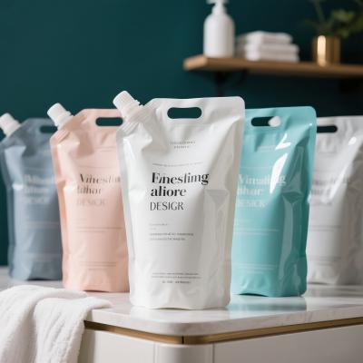 Custom 750ml 1000ml Mylar Doypack Plastic Packaging Recycled Materials Spout Pouch for Dish Clothing Washing Liquid Soap