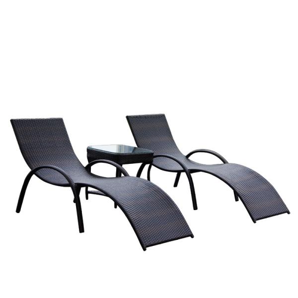 Leisure pool PE rattan sunbed outdoor chaise lounge wicker rattan sun lounger beach chair