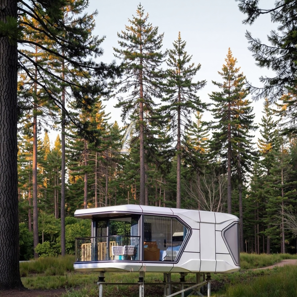 Prefab House and Office Steel Space Capsule for Camping for Courtyard Use Durable Steel Structure