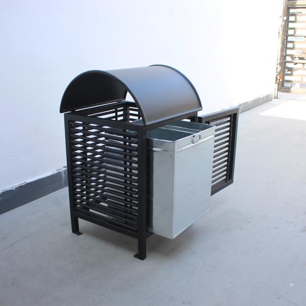 Sustainable Wrought Iron Garbage Bins , Surface Mounted Outdoor Trash Bin