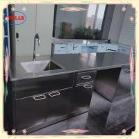 Banco de laboratório de aço inoxidável com número de prateleiras e estrutura integrada como desenho