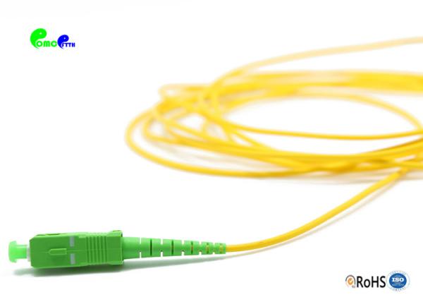 IEC Grade B SC APC 9 / 125μm Simplex 2.0mm Fiber Optic Patch Cord 10M G657A2 LSZH Yellow
