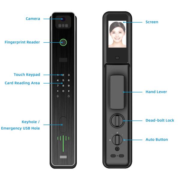 Night Vision Face Recognition Door Lock 80mm Smart Digital Locks