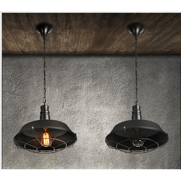 E27 cru de noir de la base D26cm lumière pendante en métal moderne de fil de 39 pouces