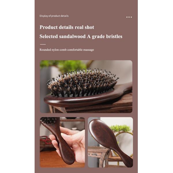 Customized Logo Wooden Square Paddle Hair Brush With 100% Beechwood