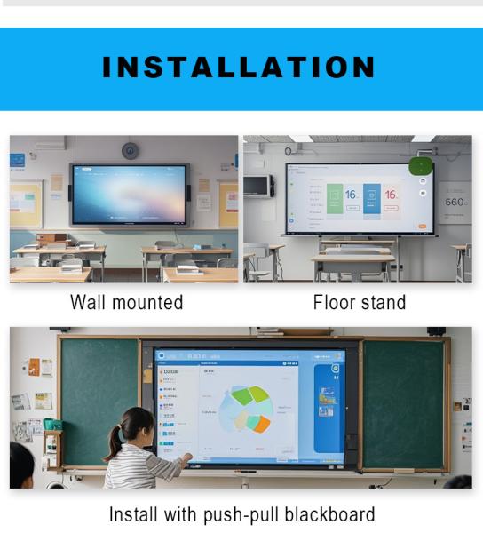 4k 55 65 75 85 96 110'' Multi Language Software LCD Smart Android Interactive Touch Panel