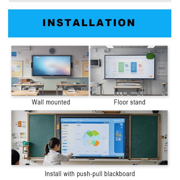 Qtenboard Interactive Whiteboard with 4K Resolution 40-50 Touch Points and Wireless Sharing for Education and Office