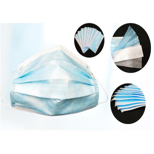 3 Plys Nonwoven Disposable Medical Masks , Doctor Face Mask Filter Rating 95%