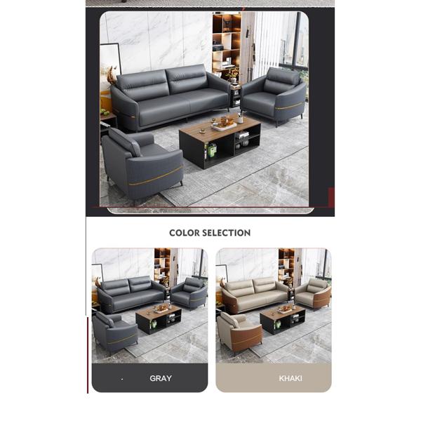 Sofá de oficina moderno de cuero genuino Conjunto Sofá de recepción para conversaciones de oficina contemporáneas