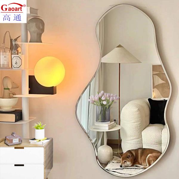 Стенное зеркало Клеевая подставка карман полукруглый компактный волнистый полная длина домашний декор