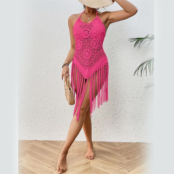 Women Bikinis Cover Up Crochet Swimsuit Cover Up Hollow Out Bathing Suit Cover Up Swimwear Tassels Dress Beach Cover Up for Women Crochet Bikini Cover Ups Beach Pool Swimwear Crochet Dress
