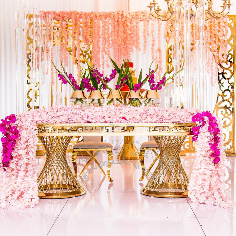 Modern Stainless Steel Center Pieces for Restaurant Dining Table Oval Glass Design with Luxury Style for Outdoor Wedding Hotels