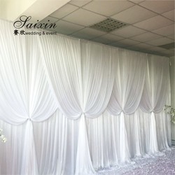 Nouveau design double rideau de tissu blanc rideaux croisés valance pour le mariage décoratif toile de fond