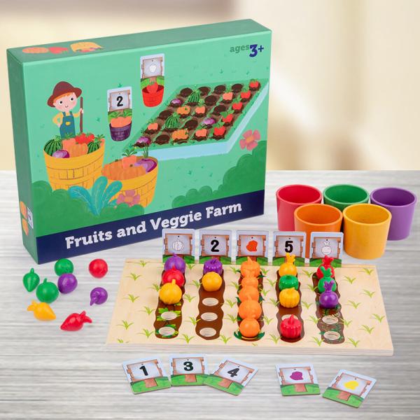 Children'S Wooden Vegetable Farm Fruit Color Cognitive Classification Interactive