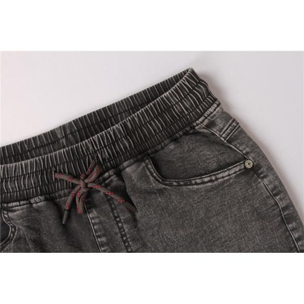 Black Washed Men's Denim Half Pants Mens Elastic Waist Jean Shorts