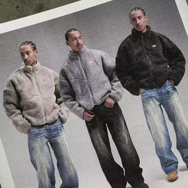 Korean Fashion Oem Custom Streetwear Sherpa Jacket Winter Coat Polar Fleece Warm Embroidered logo Sherpa Jacket Low Price