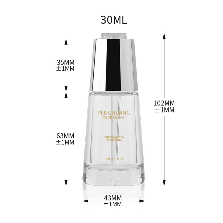 стеклянная бутылка капельницы 30ml с капельницей прессы лоснистой золотой мычки печатания шелковой ширмы логотипа левой