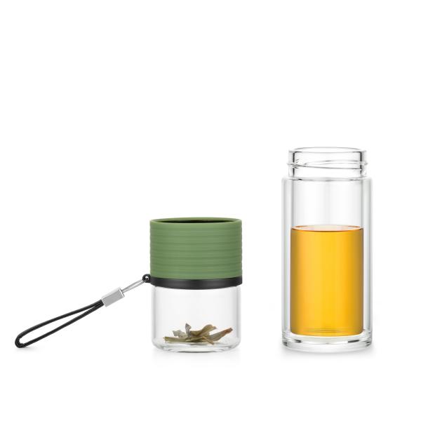 Double Borosilicate Glass Tea Infuser Insulated Water Bottle tumbler for Restaurant