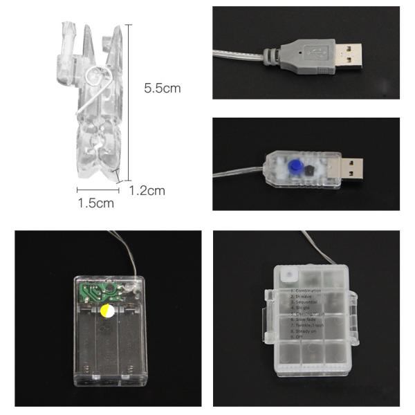 Photo Clip Holder LED String lights LED Card Picture Photo Clips Pegs Bright String Light Wedding Party Valentine's Day