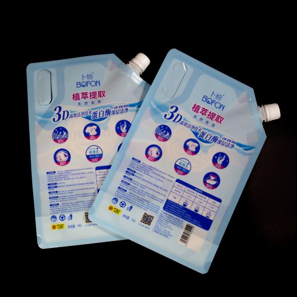 Durable And Convenient Spout Pouch With Handle For Laundry Detergent Packaging Custom Printed Bulk Order Discounts.