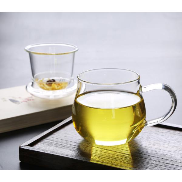 Кружка Инфузер чая 3 частей стеклянная, прозрачная чашка термостойкого стекла