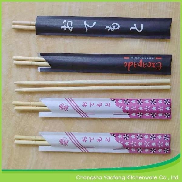 5.5*230 mm Round Restaurant Chop Sticks Disposable Bamboo With Printed Logo