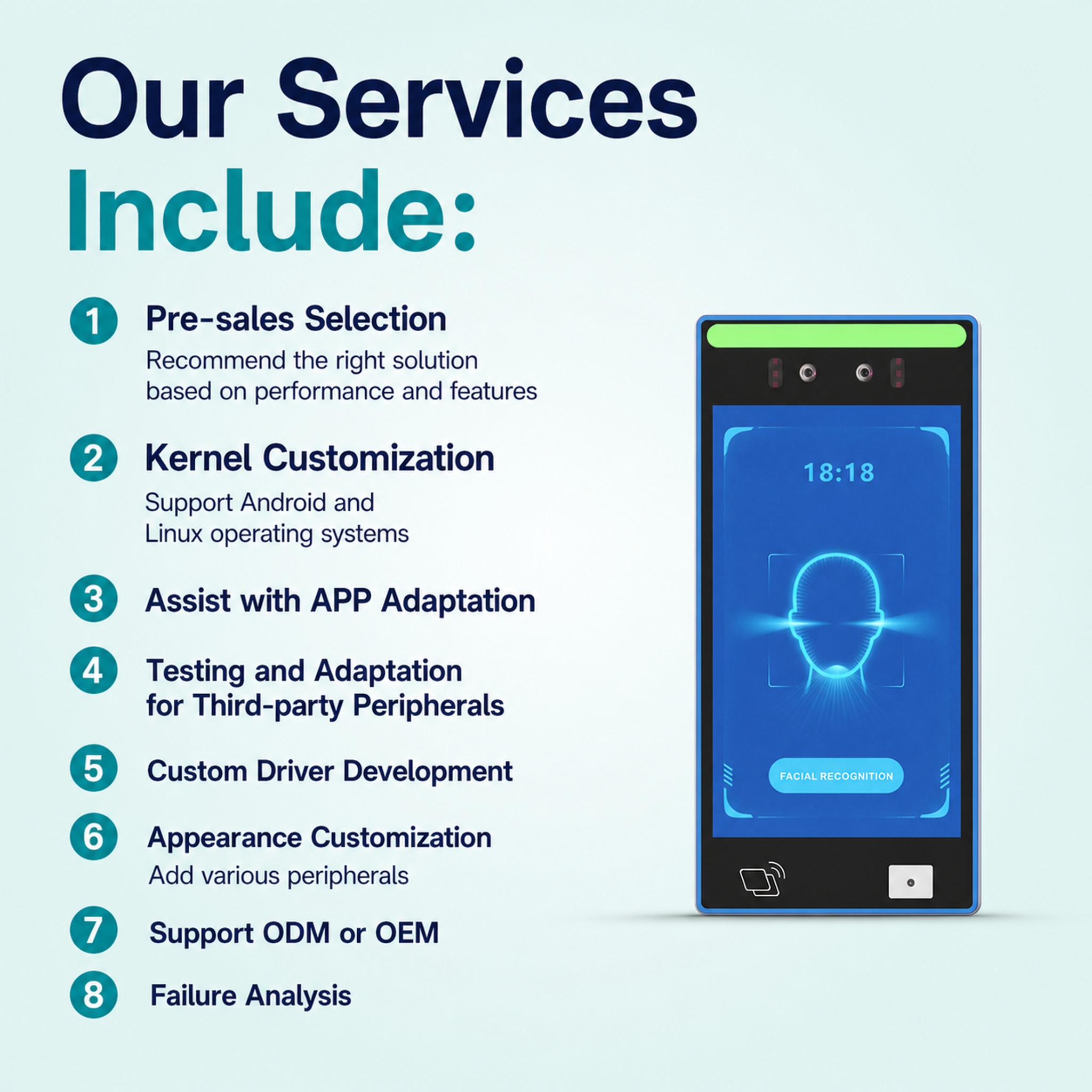 8 Inch Facial Recognition Access Control with QR Scanner & Card Reader