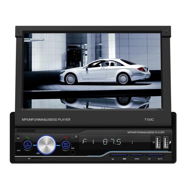 Creatall 7-Inch Telescopic All-in-One CarPlay Radio with MP5 MP4 Card Slots for BT Wireless Hands-Free Player