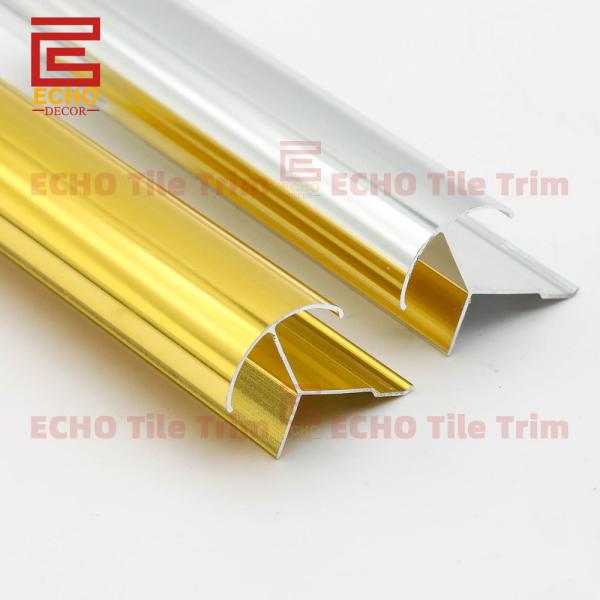 12mm Polished Metal Straight L Shape  Edge Tile Trim On Floor And Wall