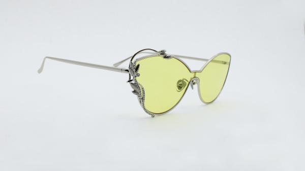 Fashion Cateye Sunglasses metal rims One Piece Style Shades Colorful lens UV 400