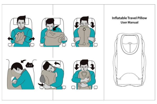 Woollip Air Pillow Travel Grey soft inflatable body Pillow for Travel Sleeping Portable Body head Support  GK-TP01