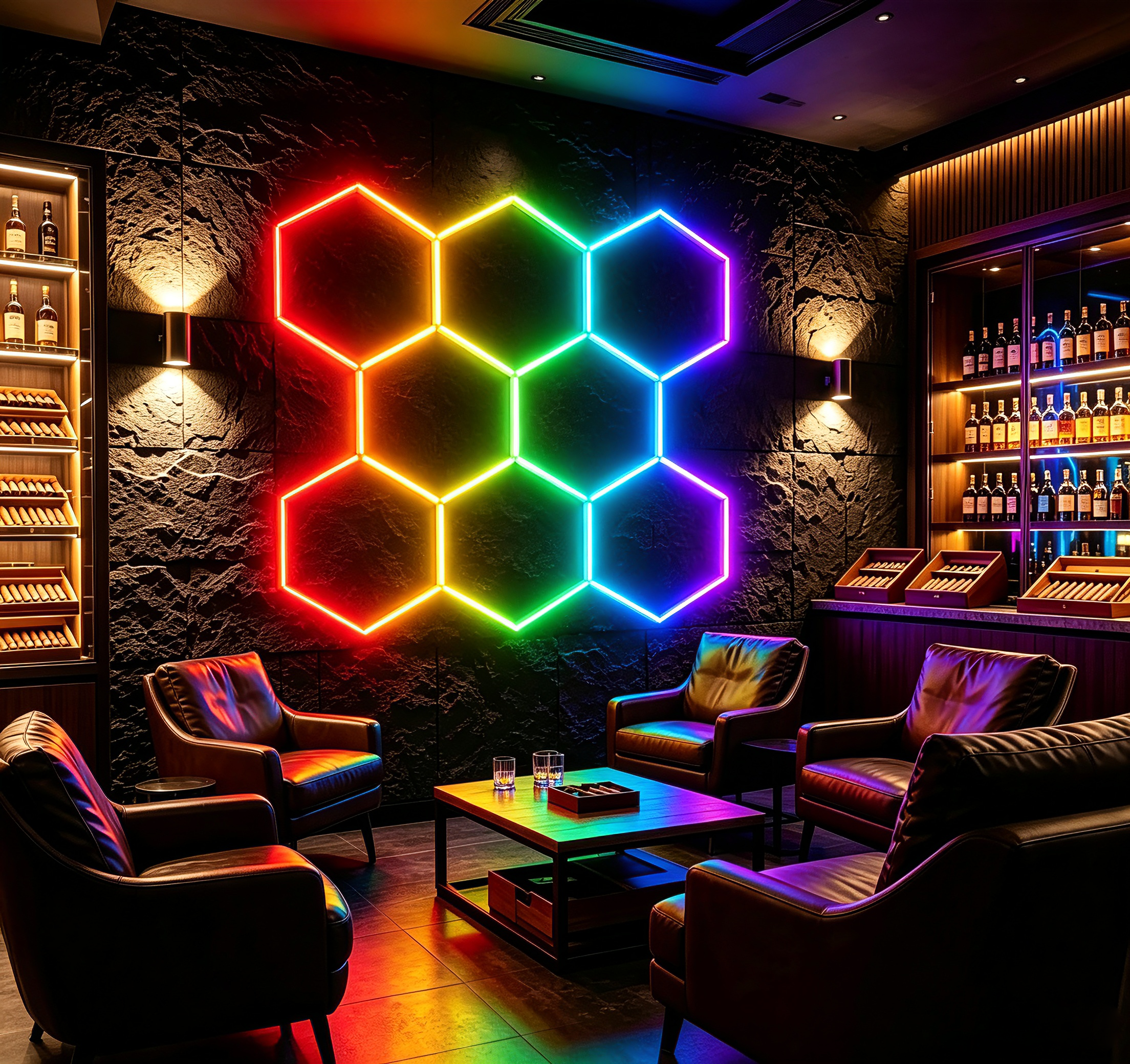 Modular LED Hexagonal Light RGB Honeycomb Ceiling Panels for Versatile Lighting