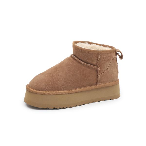 Winter Cowhide Snow Boots Plus Velvet Genuine Leather Short Boots Waterproof Non-Slip Outdoor Warm Cotton Shoes For Kids