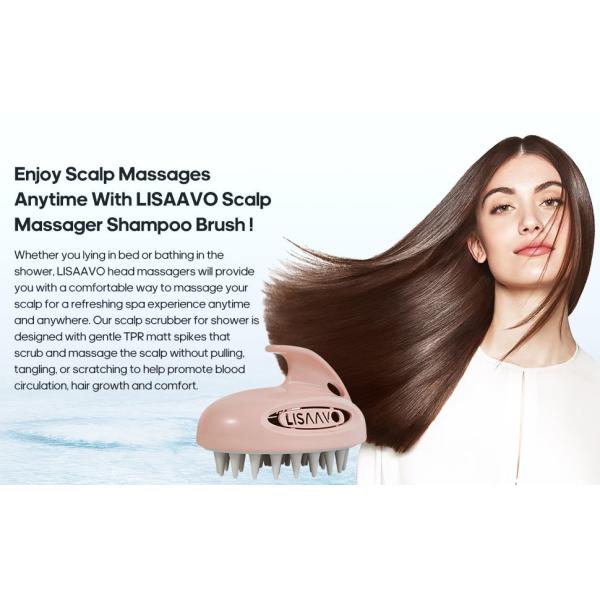 3 Interchangeable Scrubber Scalp Massager Pink Hair Washing Scalp Brush