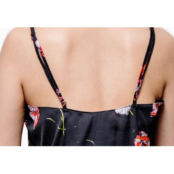 Sexy Silky Women'S Satin Sleepwear Mysterious Flowers Printing With Nice Lace