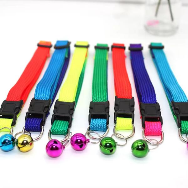 Nylon Pet Collar Gradient Color Puppy Dog Cat Collar With Bell
