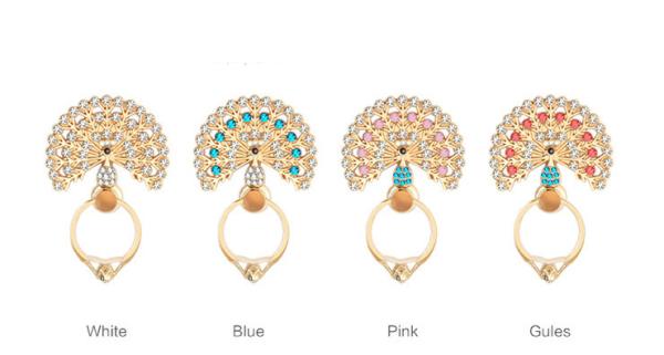2017 Gifts Cute Universal Metal 360 degrees rotation peacock metal diamond sucker finger phone ring holder for iPhone6 7